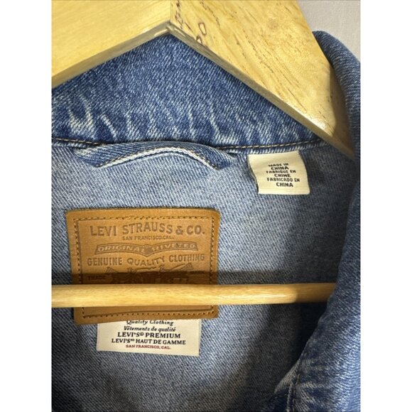 Levi’s Premium XL Denim Trucker Jacket Men’s Blue Lyocell Blend Relaxed Fit - Picture 3 of 9